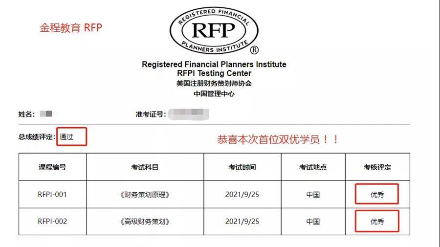 RFP成绩单