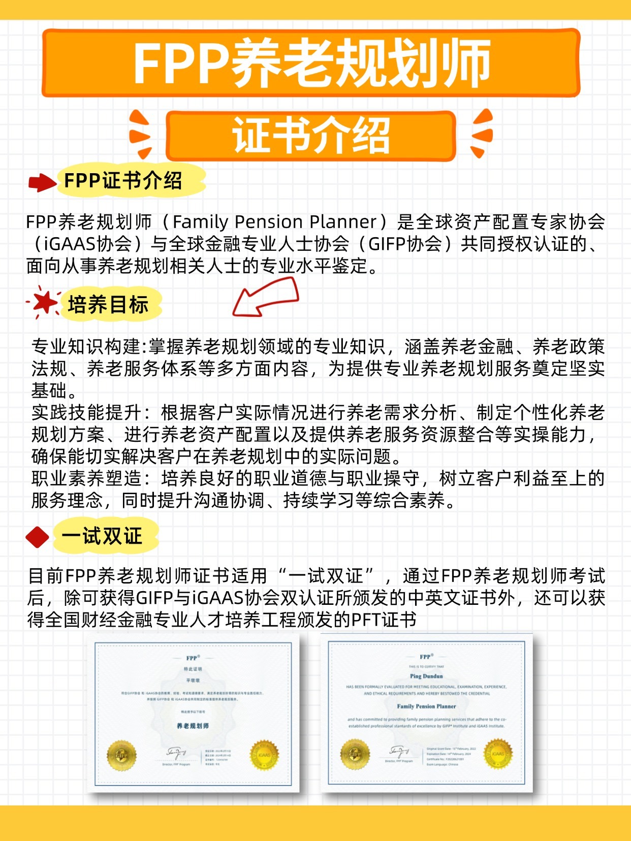 FPP養(yǎng)老證書介紹