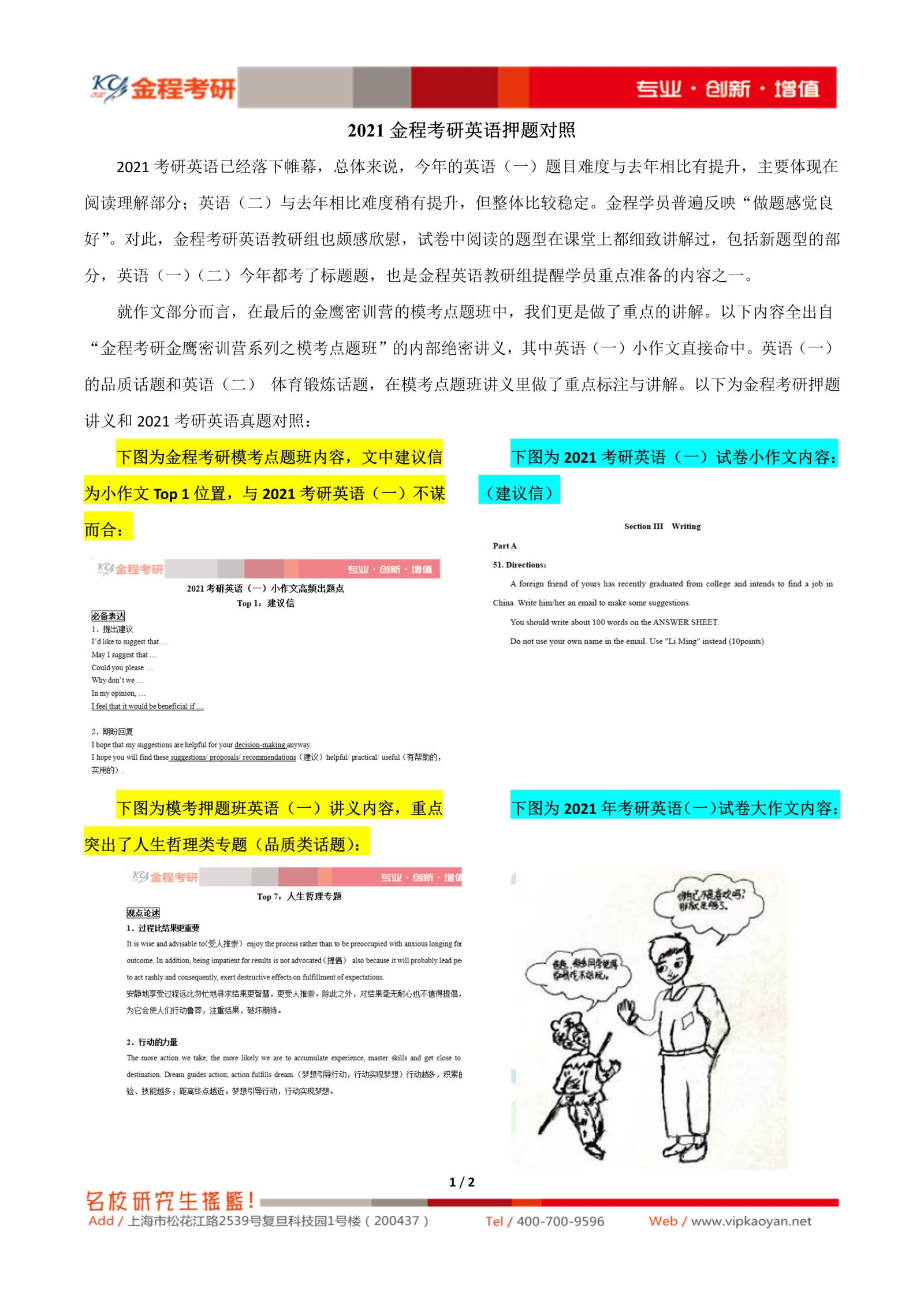 21考研金程考研壓中英語