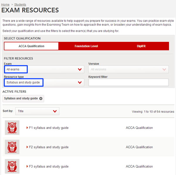 2017年ACCA考試大綱