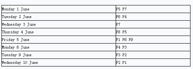 2015年ACCA考試6月份各科時間安排