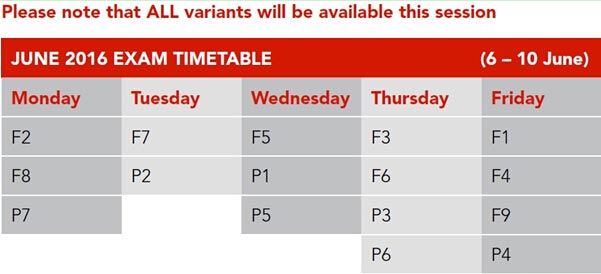 2016年ACCA6月份考試時(shí)間及科目
