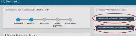 點擊右側(cè)Download FRM Part I/II Admission Ticket
