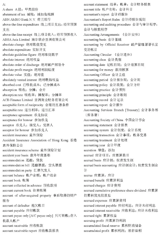 CFA金融英語詞典