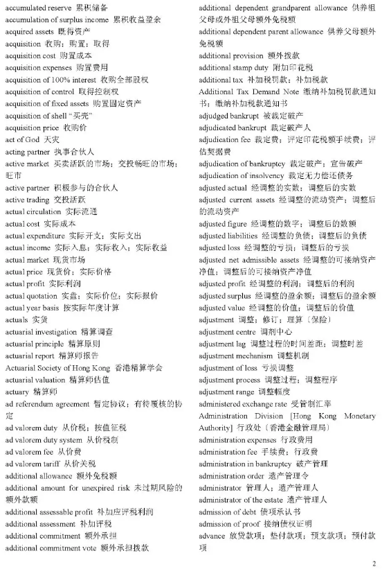 CFA金融英語詞典