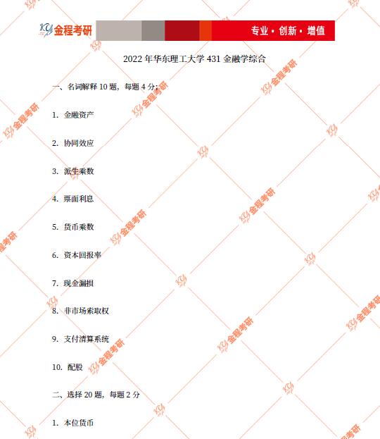 華東理工大學(xué)金融學(xué)考研