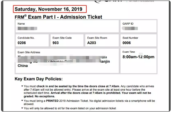 FRM一級準(zhǔn)考證