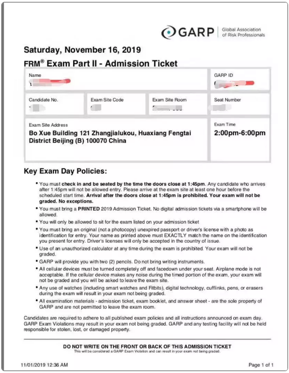 FRM二級準(zhǔn)考證