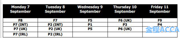 9月考試時(shí)間表