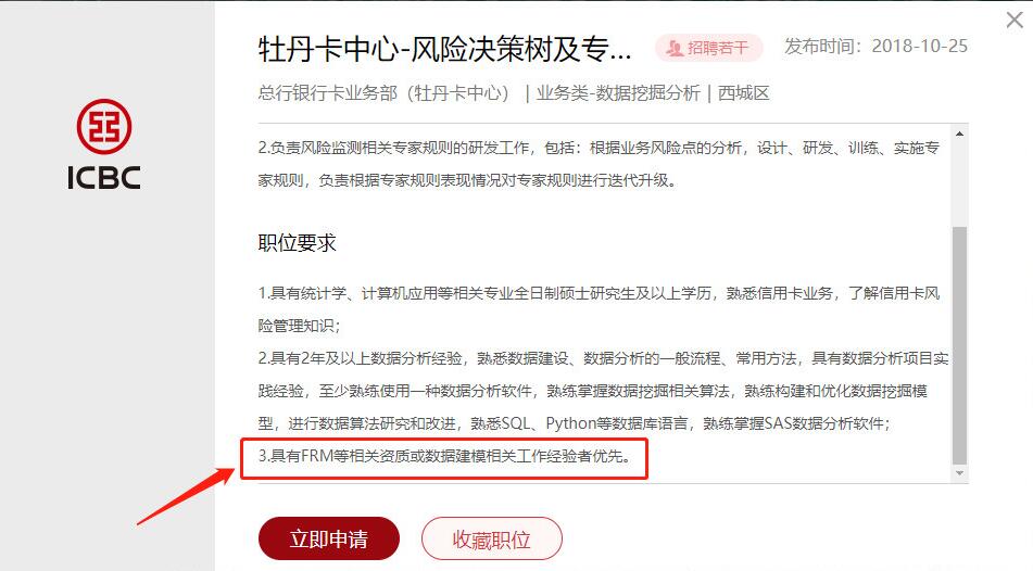 工商銀行FRM崗位