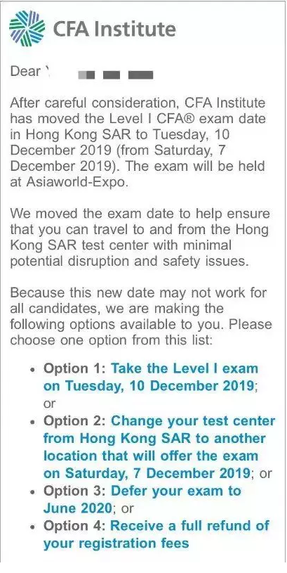 CFA協(xié)會(huì)通知