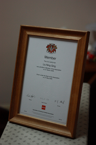 ACCA會(huì)員榮譽(yù)證書(shū)