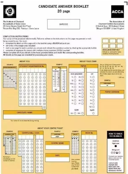 acca答題卡