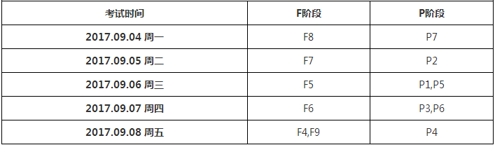 2017年9月ACCA考試時間安排