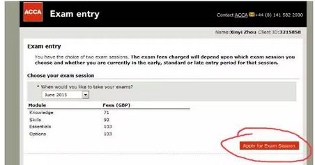 選擇考試時間后，點擊右下角的Apply for Exam Session