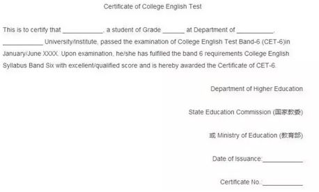英語6級(jí)成績證明