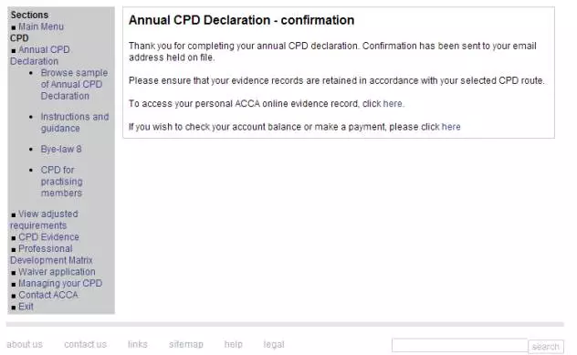 出現(xiàn)Annual CPDDeclaration確認(rèn)后即表示CPD已成功提交。