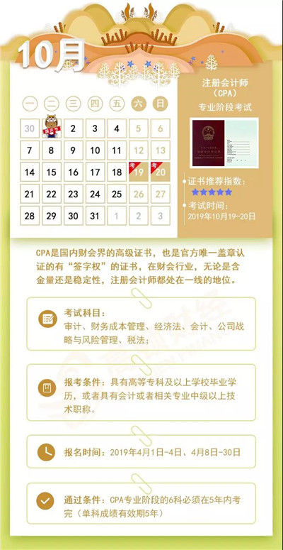 2019年考證時(shí)間表