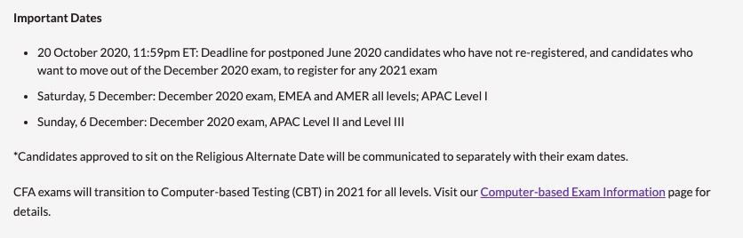 CFA考試重要節(jié)點(diǎn)