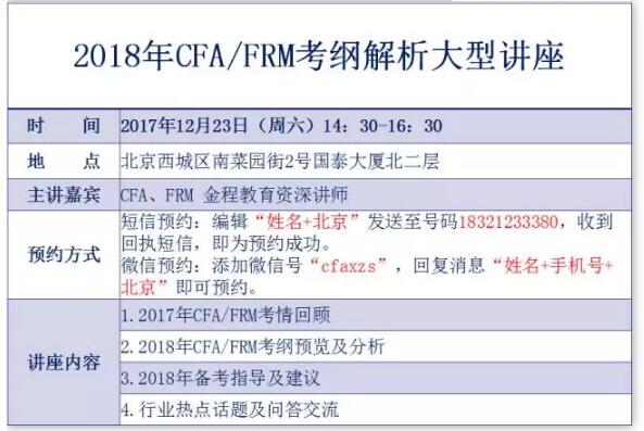 2018年FRM/CFA考綱解析大型講座