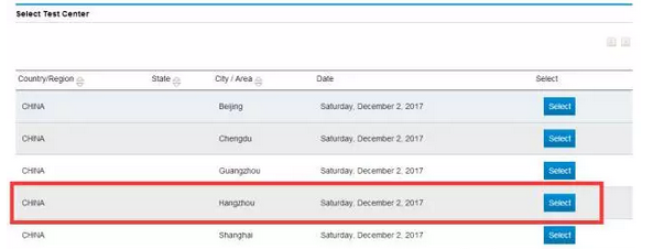 選擇您需要的考點(diǎn)，select選中即可
