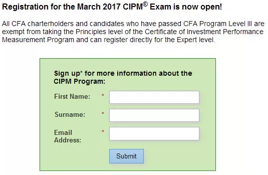 考過CFA三級后會收到下圖，直接考CIPM二級，省時省力