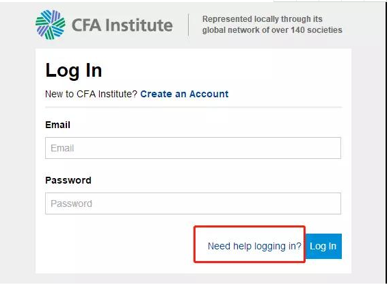 如果忘記cfa登錄密碼可以點(diǎn)擊需要幫助，進(jìn)行密碼修改