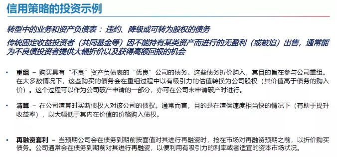 集中投這些可能發(fā)生違約、降級、清算類的資產(chǎn)