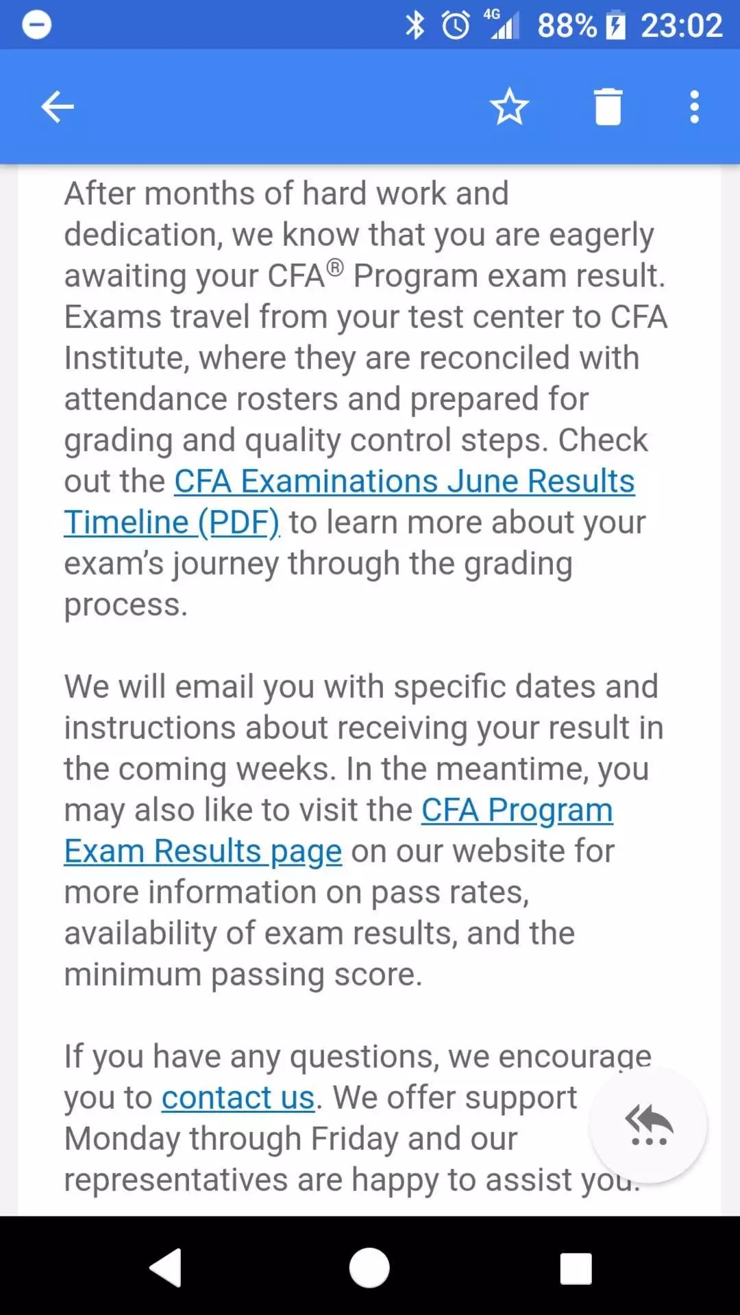 CFA考試成績(jī)將于8月第3周公布