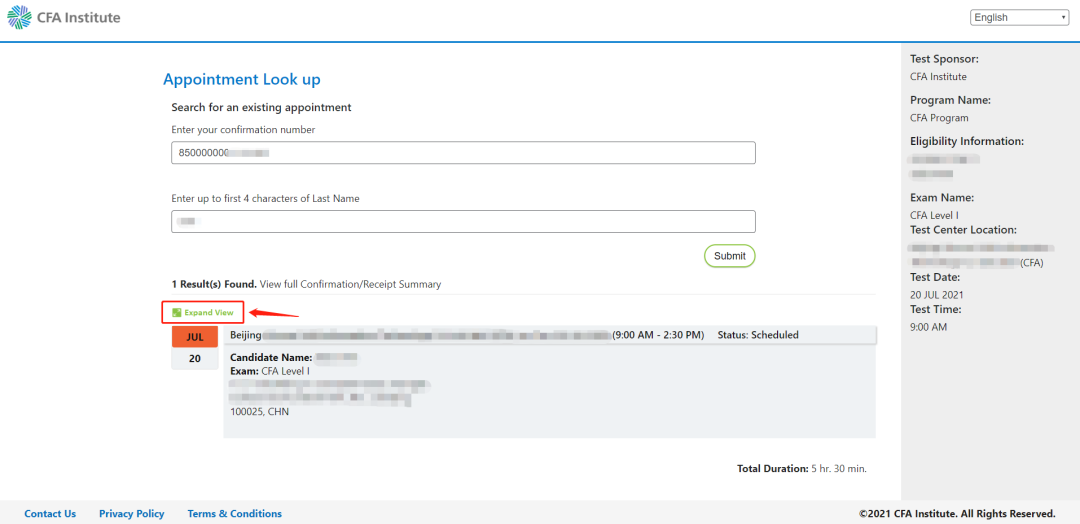cfa考試確認(rèn)信