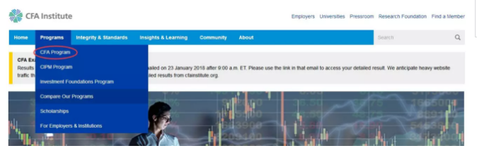 點(diǎn)擊首頁CFA Program 標(biāo)簽