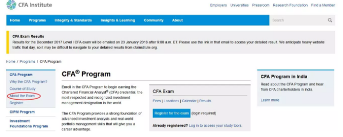 點(diǎn)擊左邊導(dǎo)航欄 About the Exam 標(biāo)簽