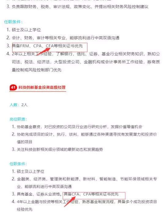 招聘的崗位竟然過半都點名要CFA持證人！ 