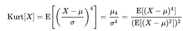 峰度也有相應(yīng)的計(jì)算公式，如下
