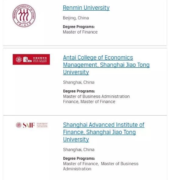 國(guó)內(nèi)其它與cfa合作院校5