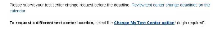 .選擇Change My test Center更改我的考試中心選項(xiàng)(候選人需登錄)