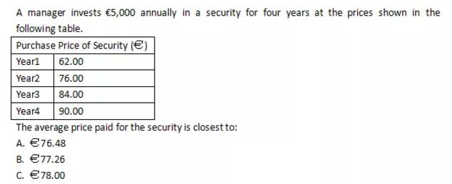 CFA考點：Harmonic mean 