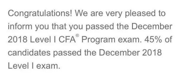 2018年12月CFA一級(jí)全球通過率
