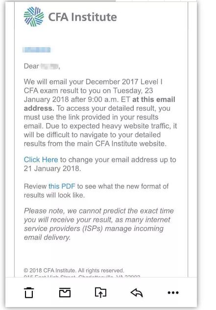 cfa協(xié)會(huì)的成績(jī)公布郵件