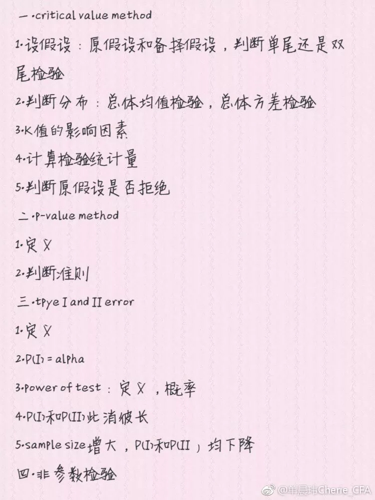 CFA一級數量分析的第7個reading主要是假設檢驗的內容