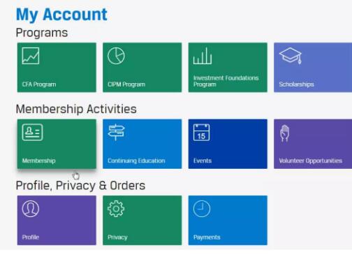 登錄cfa個人賬號，選擇Membership