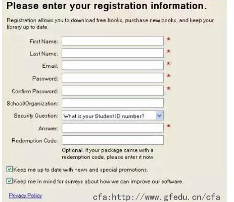 注冊VitalSource Bookshelf的用戶名和密碼