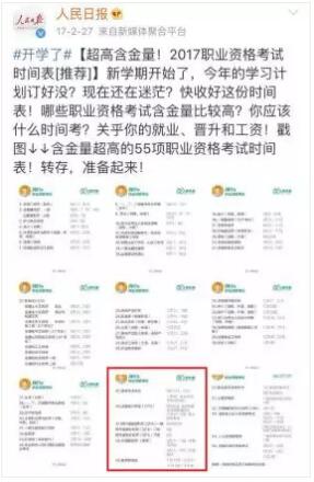 2016年，人民日?qǐng)?bào)推出13個(gè)含金量較高的資格證書，再度點(diǎn)名CFA