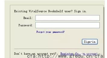 打開VitalSource Bookshelf，注冊用戶名