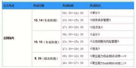 參考往年預(yù)測2017年注會考試具體時間安排表