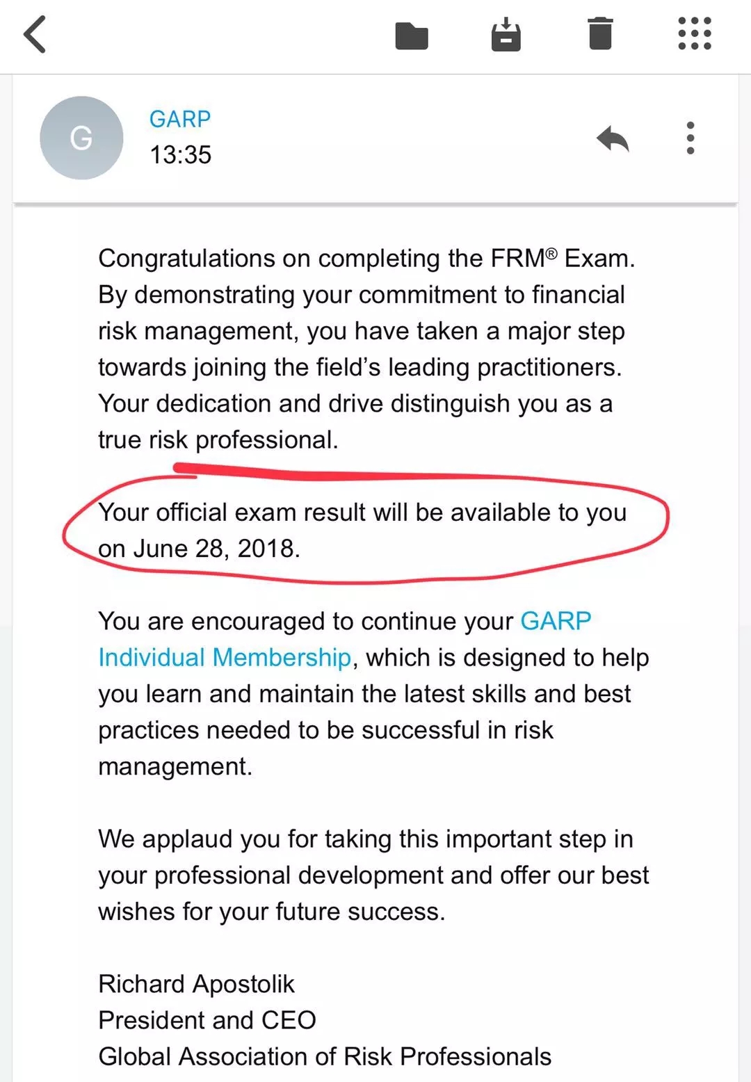2018年5月frm考試成績(jī)公布時(shí)間