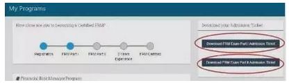 點(diǎn)擊右側(cè)Download FRM Part I/II Admission Ticket