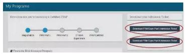 點(diǎn)擊右側(cè)Download FRM Part I/II Admission Ticket