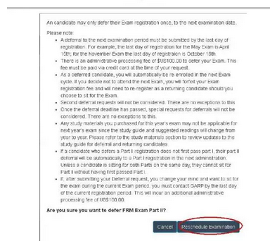 點(diǎn)擊DEFER EXAM后頁面 