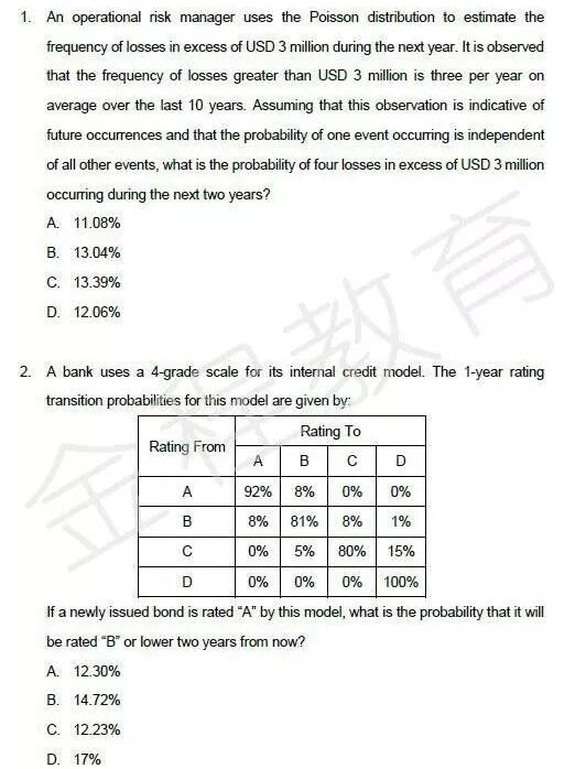 FRM絕密預(yù)測(cè)題